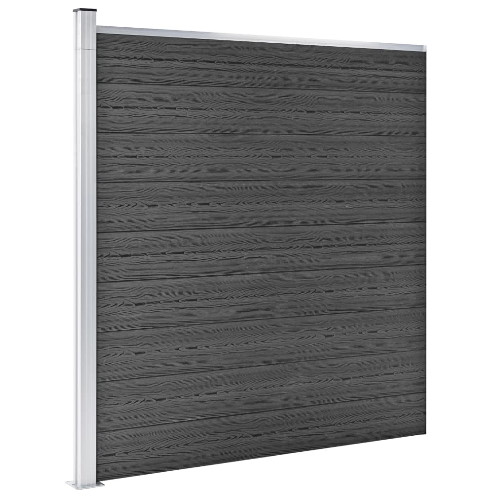 vidaXL Fence Panel Set WPC 872x186 cm Black