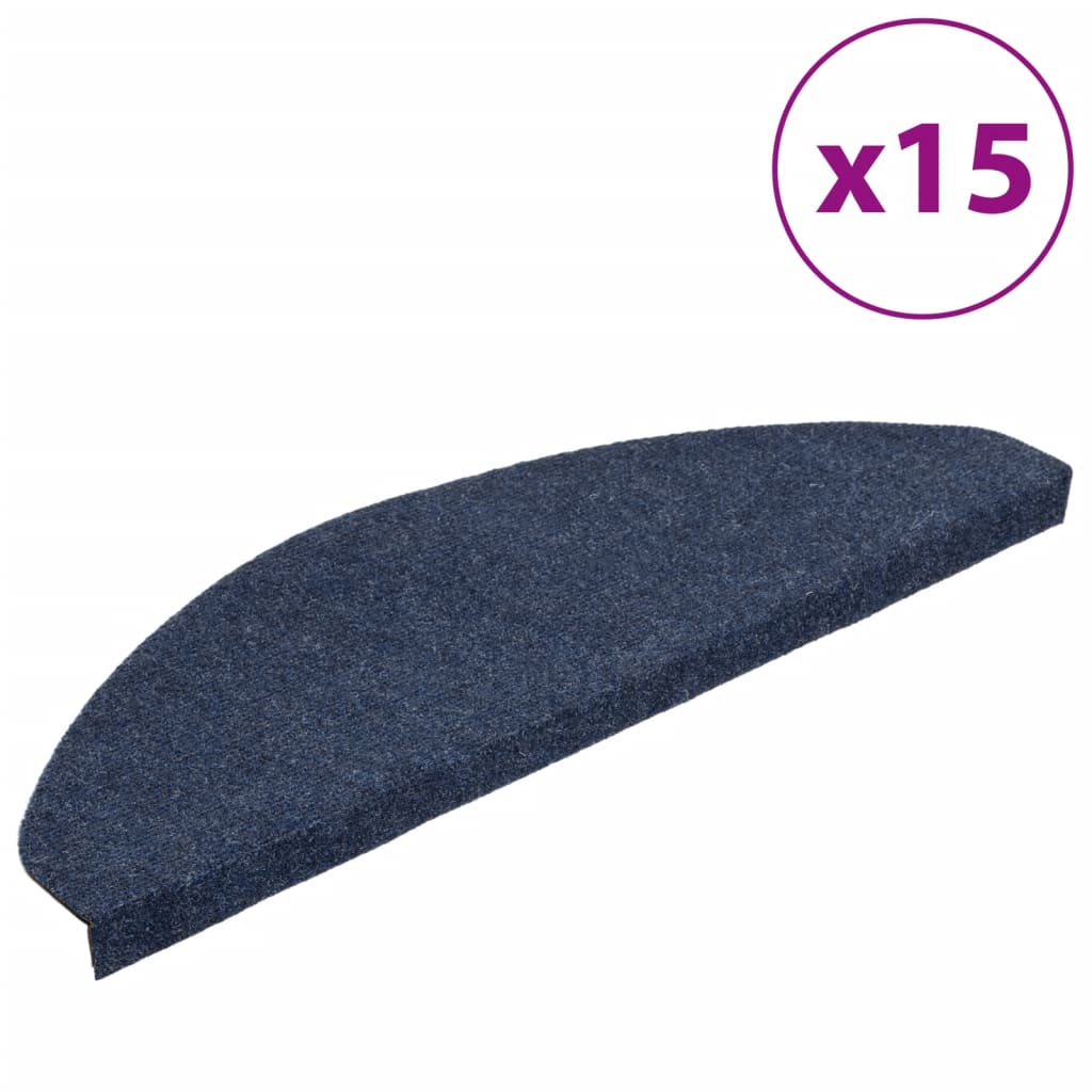 vidaXL Stair Mats Self-adhesive 15 pcs 65x22.5x3.5 cm Blue