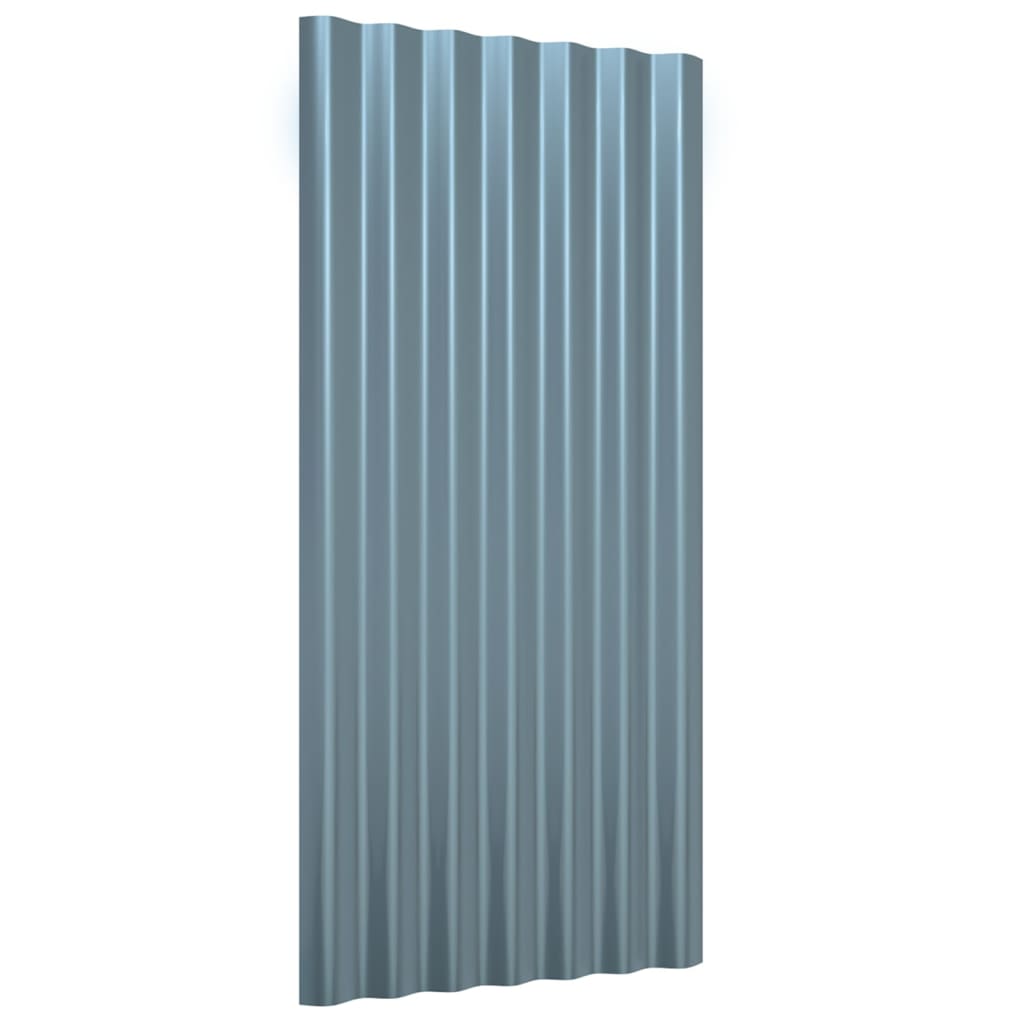vidaXL Roof Panels 12 pcs Powder-coated Steel Grey 80x36 cm