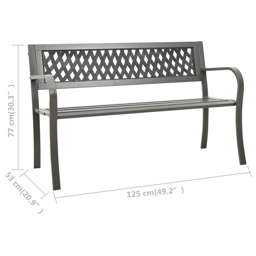 vidaXL Garden Bench 125 cm Steel Grey