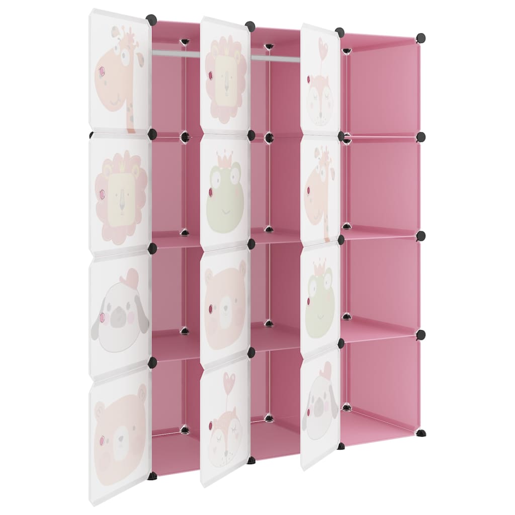 vidaXL Cube Storage Cabinet for Kids with 12 Cubes Pink PP
