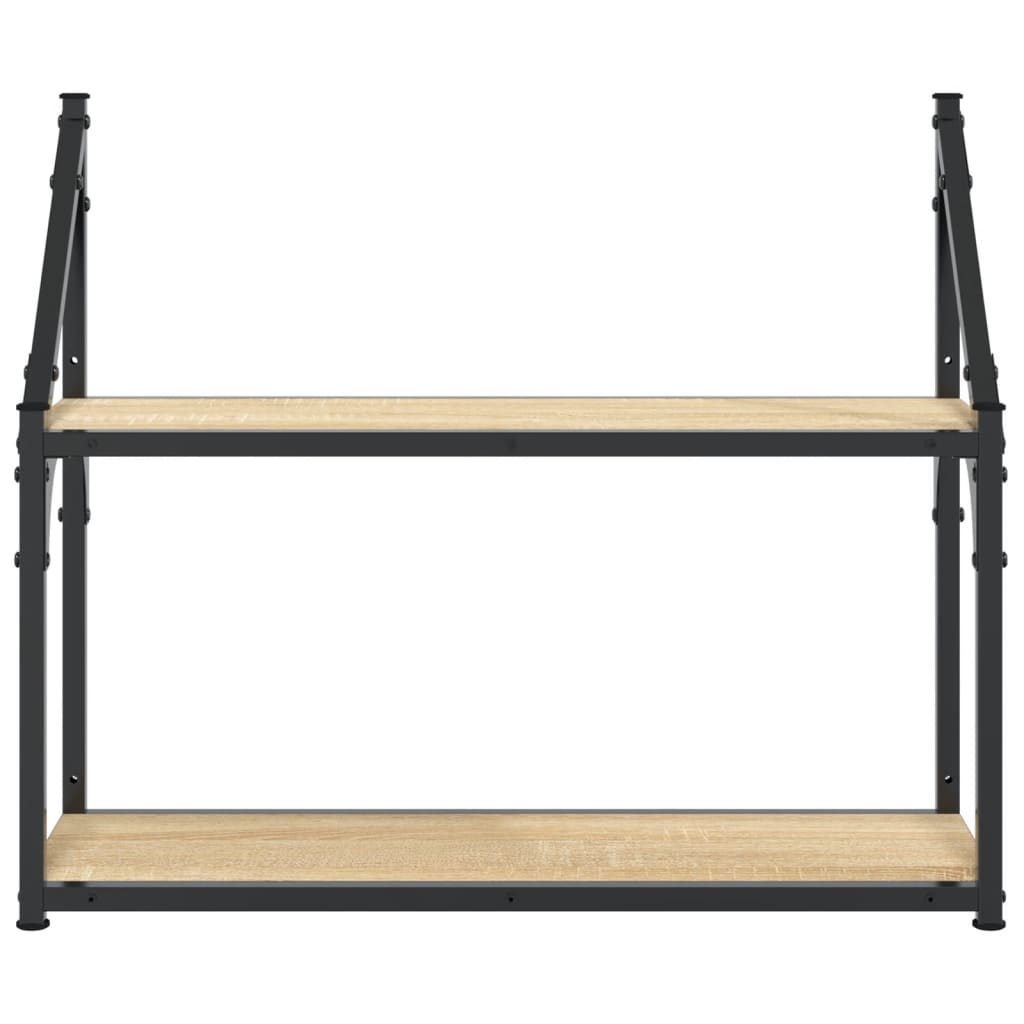 vidaXL 2-Tier Wall Shelf Sonoma Oak 60x21x51 cm Engineered Wood
