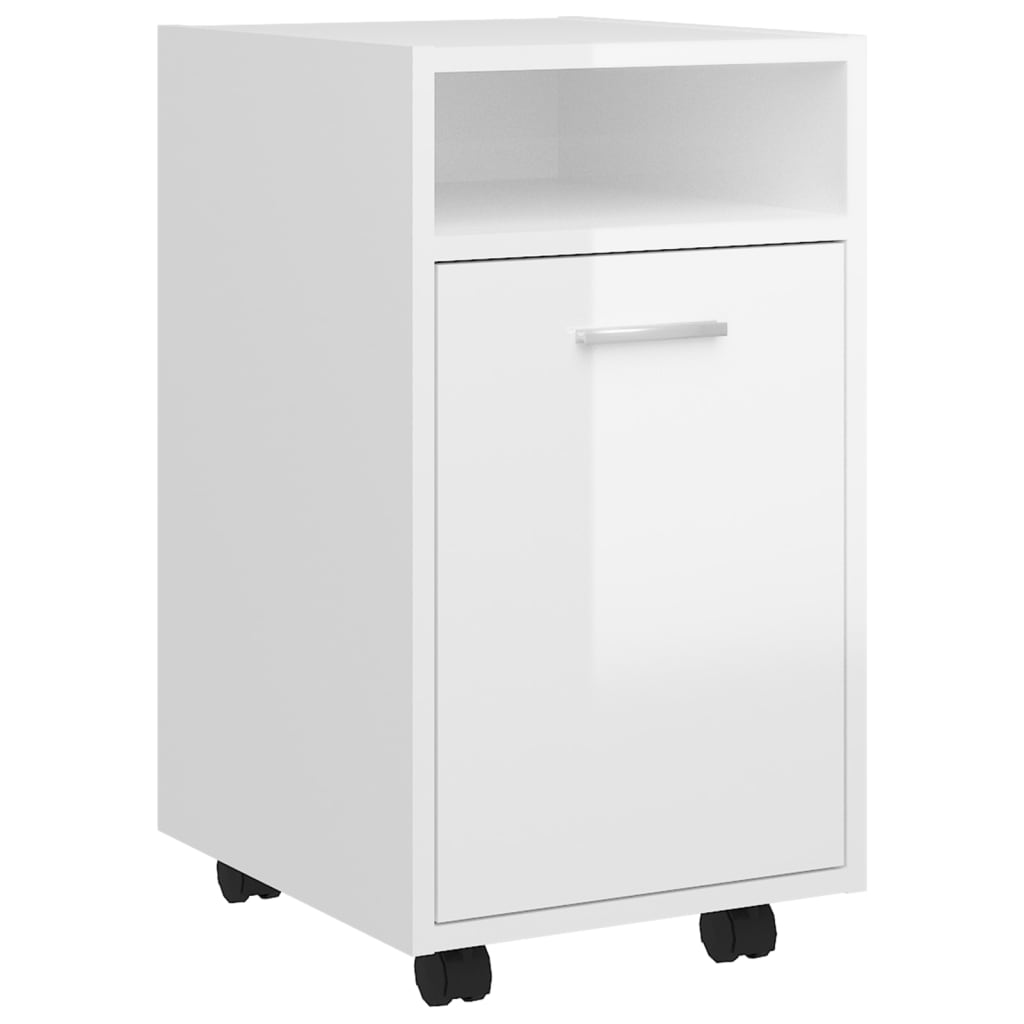 vidaXL Side Cabinet with Wheels High Gloss White 33x38x60 cm Engineered Wood
