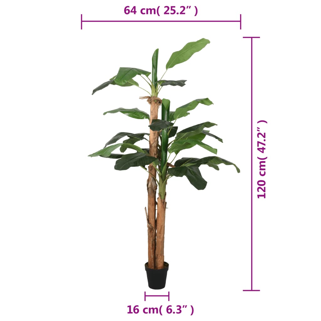 vidaXL Artificial Banana Tree 9 Leaves 120 cm Green