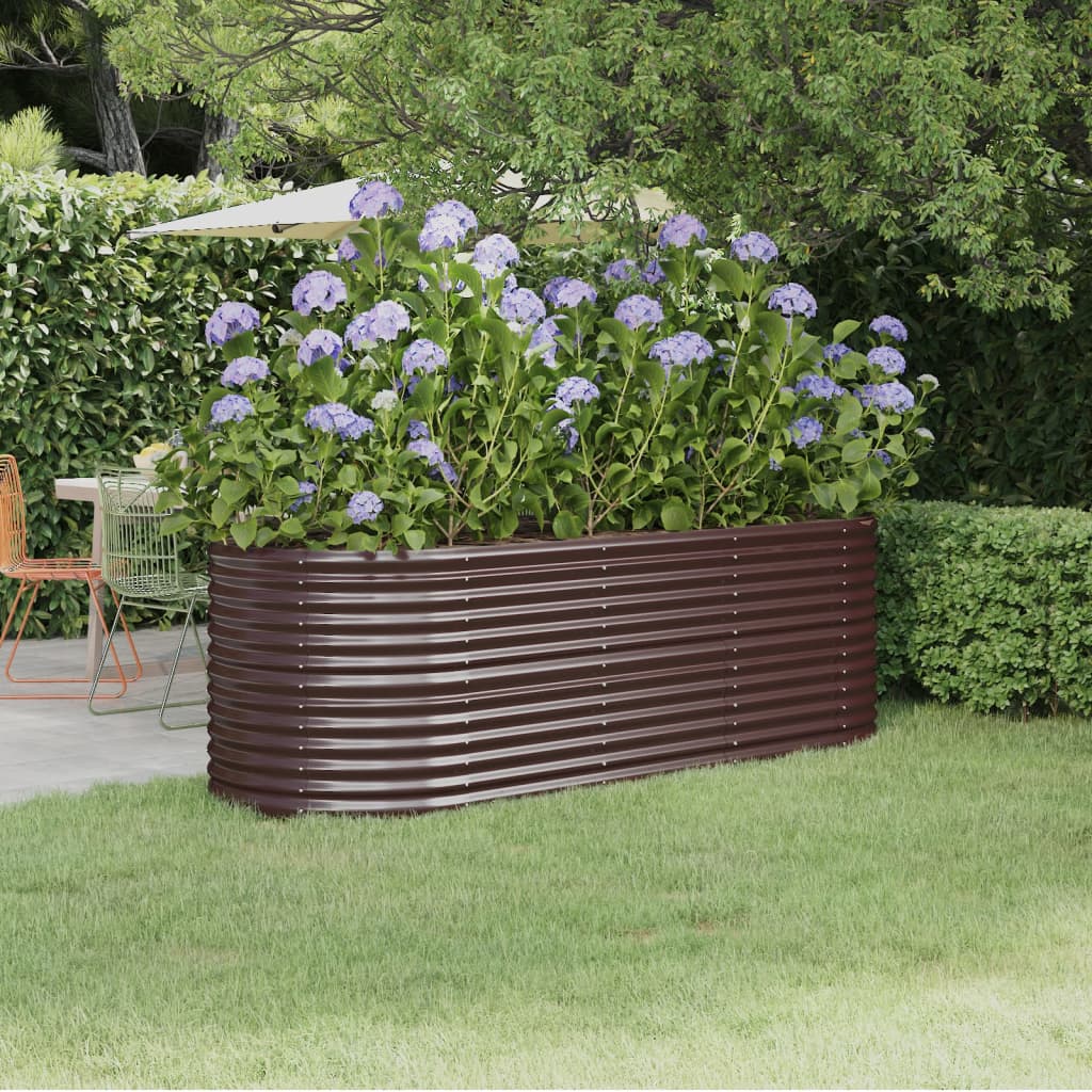 vidaXL Garden Raised Bed Powder-coated Steel 224x80x68 cm Brown