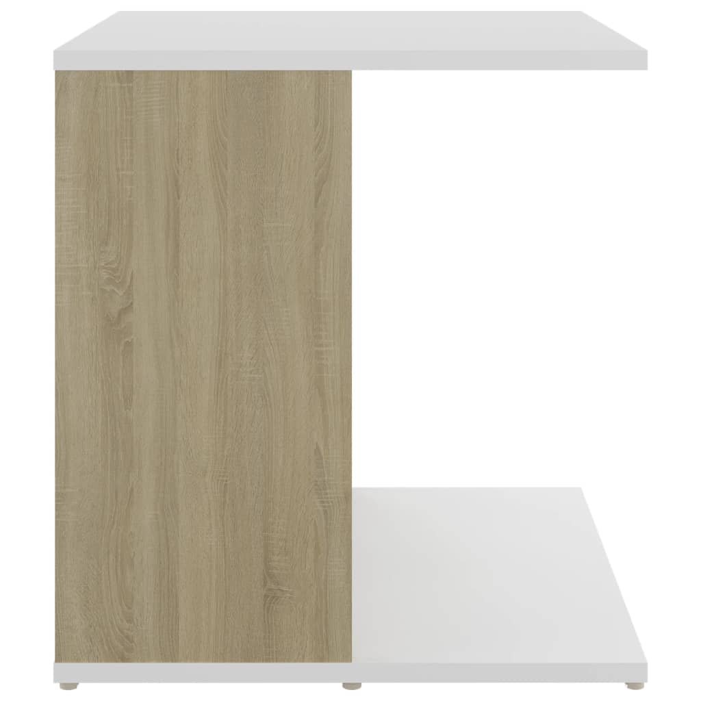 vidaXL Side Table White and Sonoma Oak 45x45x48 cm Engineered Wood
