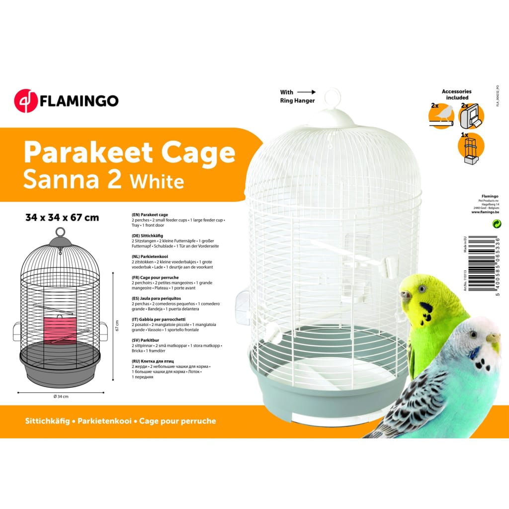 FLAMINGO Parakeet Cage Sanna 2 35x35x67 cm White