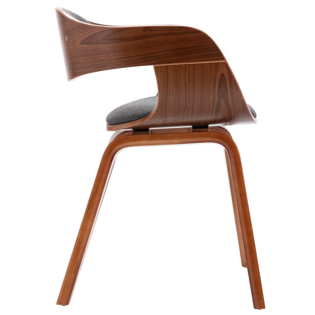 vidaXL Dining Chairs 4 pcs Bent Wood and Grey Fabric