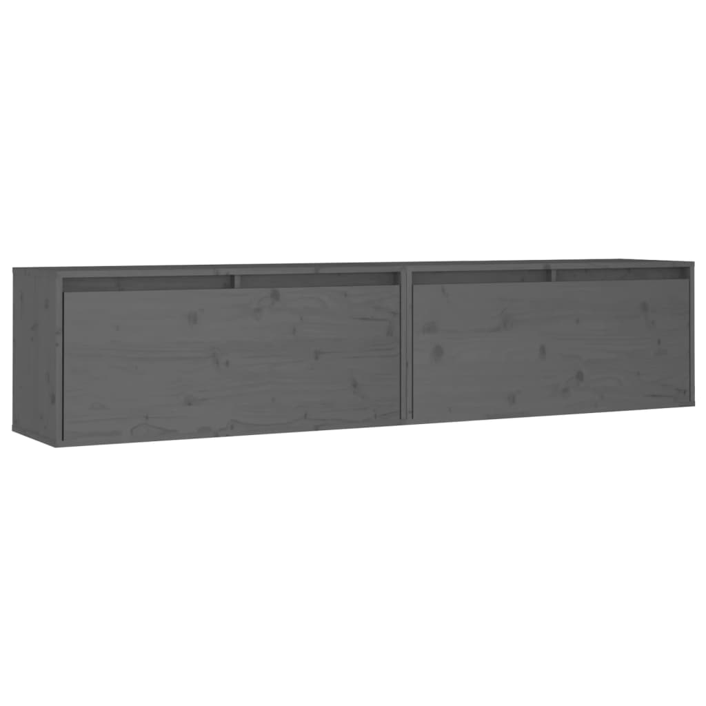 vidaXL Wall Cabinets 2 pcs Grey 80x30x35 cm Solid Wood Pine