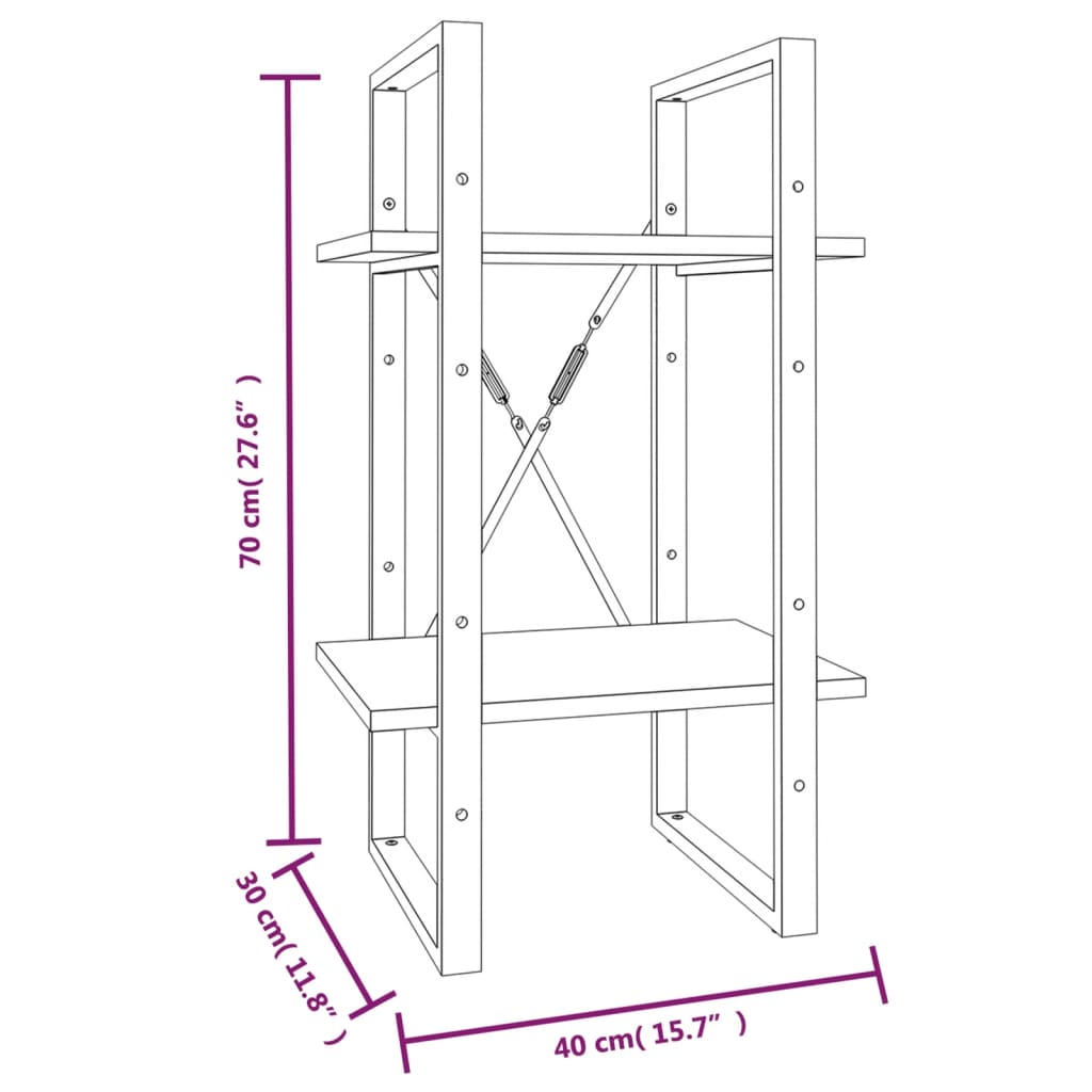 vidaXL 2-Tier Book Cabinet Grey Sonoma 40x30x70 cm Engineered Wood