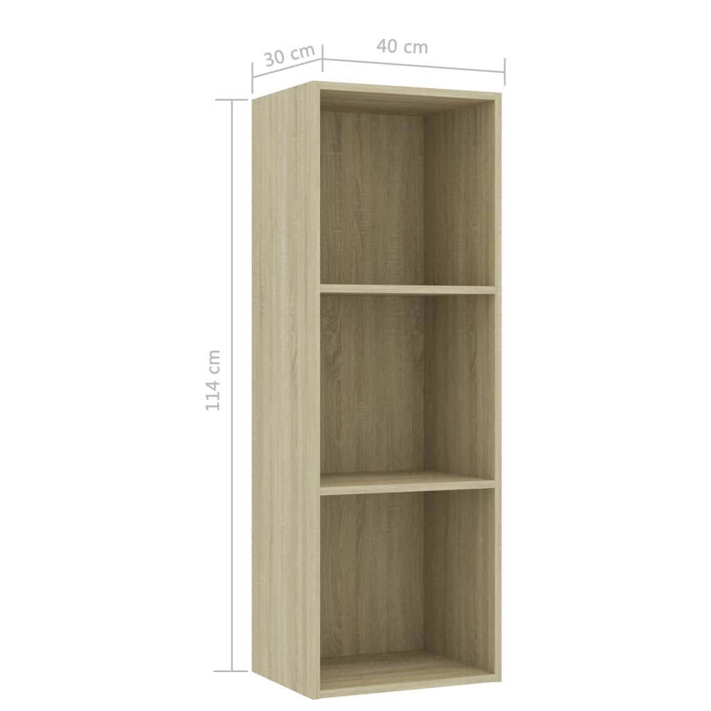 vidaXL 3-Tier Book Cabinet Sonoma Oak 40x30x114 cm Engineered Wood