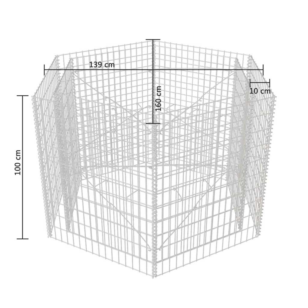 vidaXL Hexagonal Gabion Raised Bed 160x140x100 cm