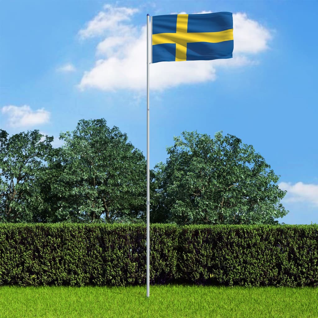 vidaXL Sweden Flag and Pole Aluminium 6 m