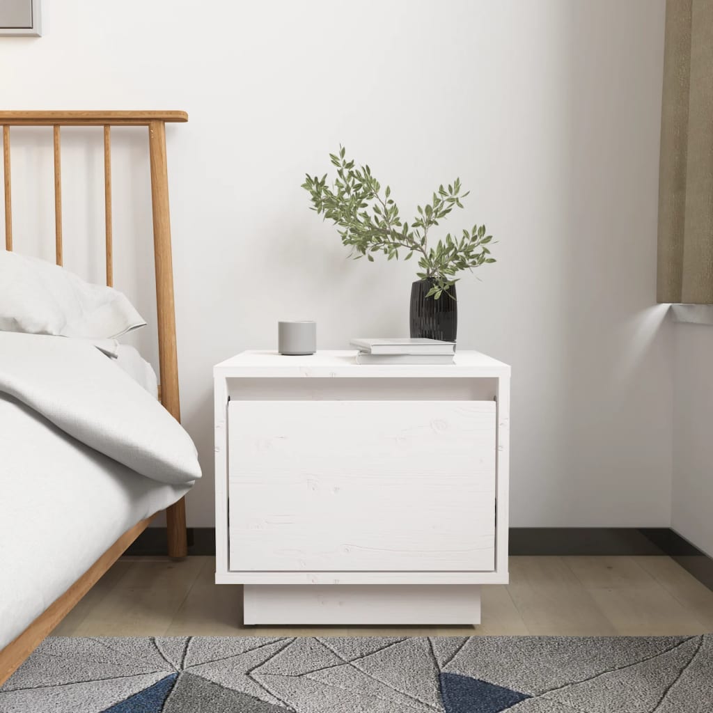 vidaXL Bedside Cabinet White 35x34x32 cm Solid Wood Pine
