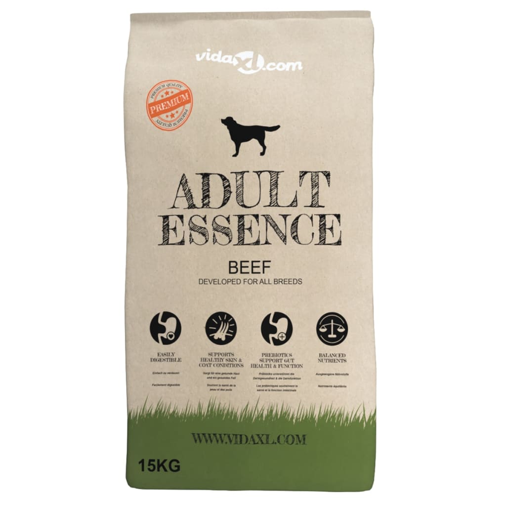 vidaXL Premium Dry Dog Food Adult Essence Beef 15 kg