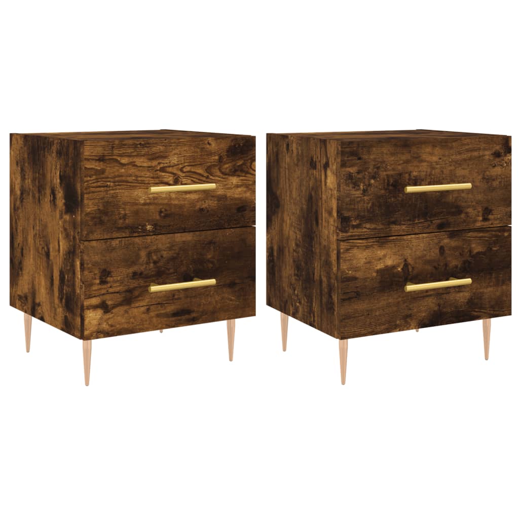 vidaXL Bedside Cabinets 2 pcs Smoked Oak 40x35x47.5 cm Engineered Wood