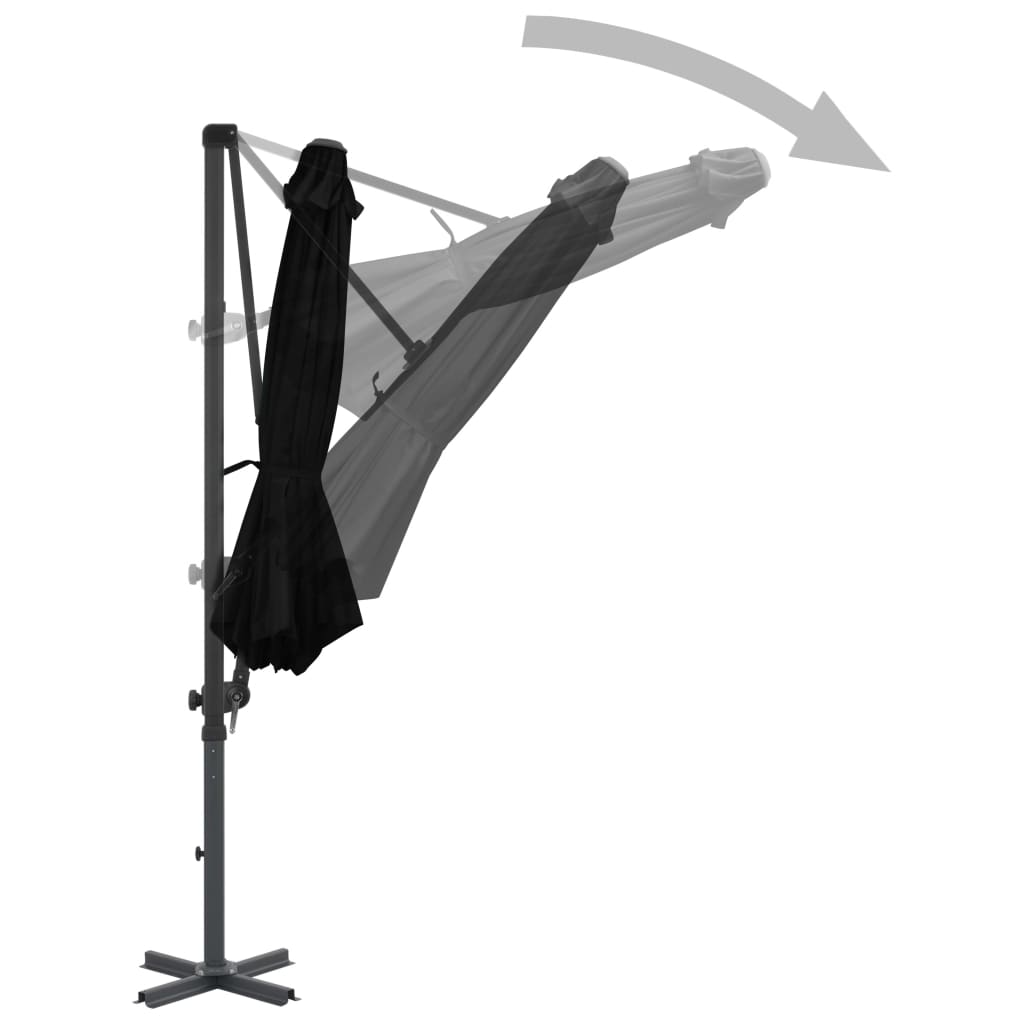 vidaXL Cantilever Umbrella with Aluminium Pole Black 300 cm