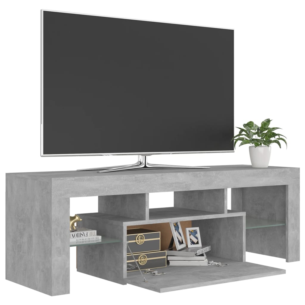 vidaXL TV Cabinet with LED Lights Concrete Grey 120x35x40 cm