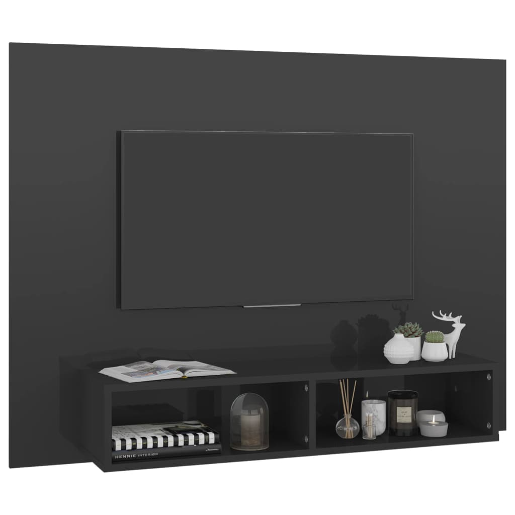 vidaXL Wall TV Cabinet High Gloss Grey 120x23.5x90 cm Engineered Wood