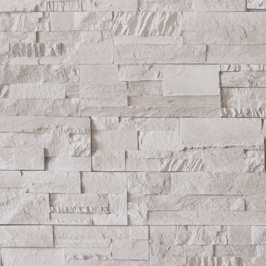vidaXL Wallpaper 3D Stone Look Cream