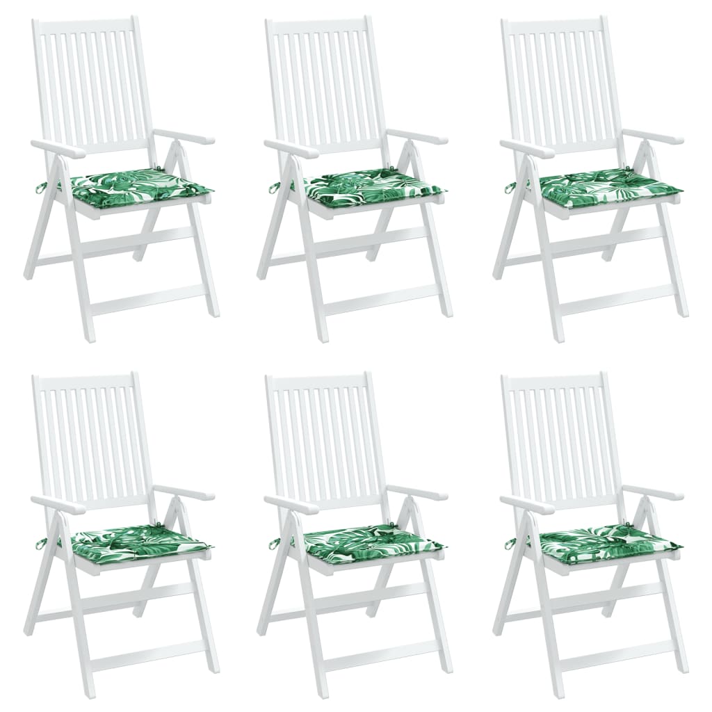 vidaXL Chair Cushions 6 pcs Leaf Pattern 40x40x3 cm Fabric