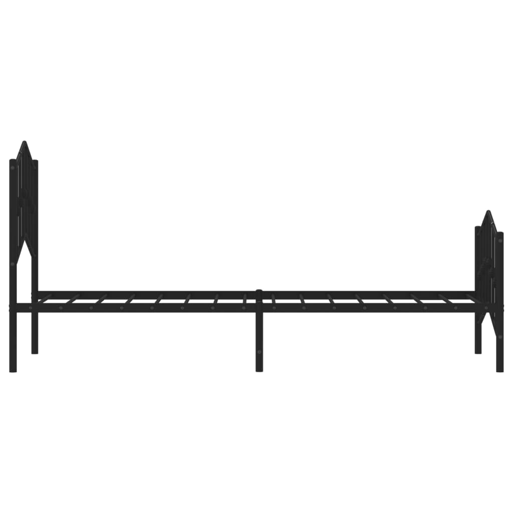 vidaXL Metal Bed Frame with Headboard and Footboard Black 100x190 cm
