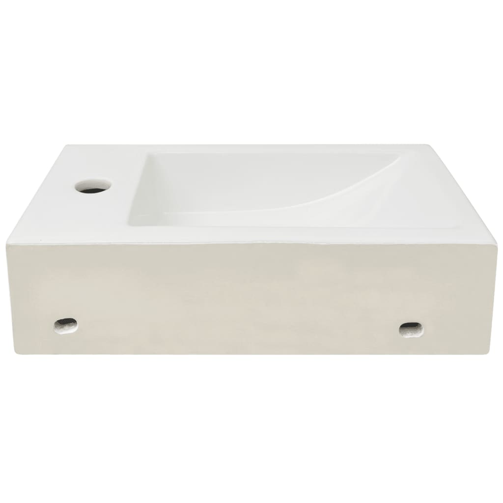 vidaXL Basin with Faucet Hole Rectangular Ceramic White 46x25.5x12 cm