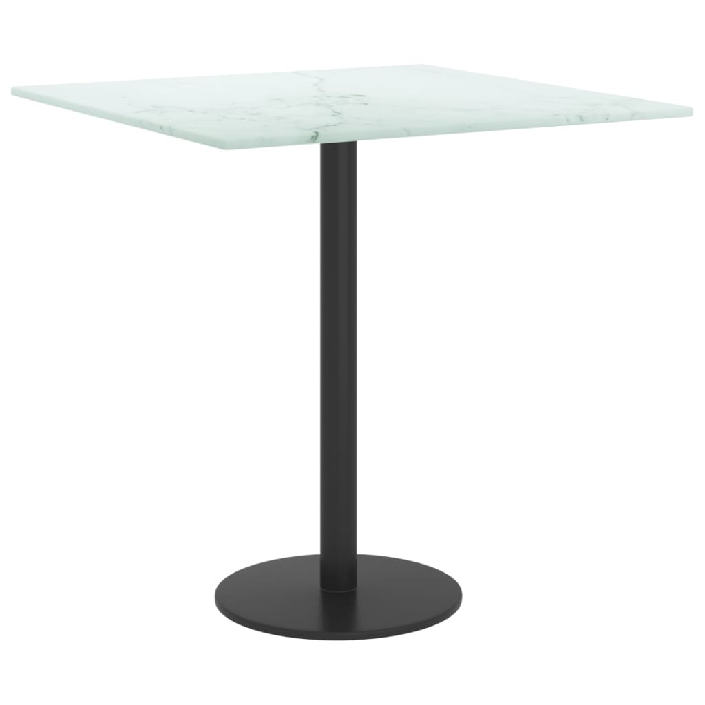 vidaXL Table Top White 40x40 cm 6 mm Tempered Glass with Marble Design