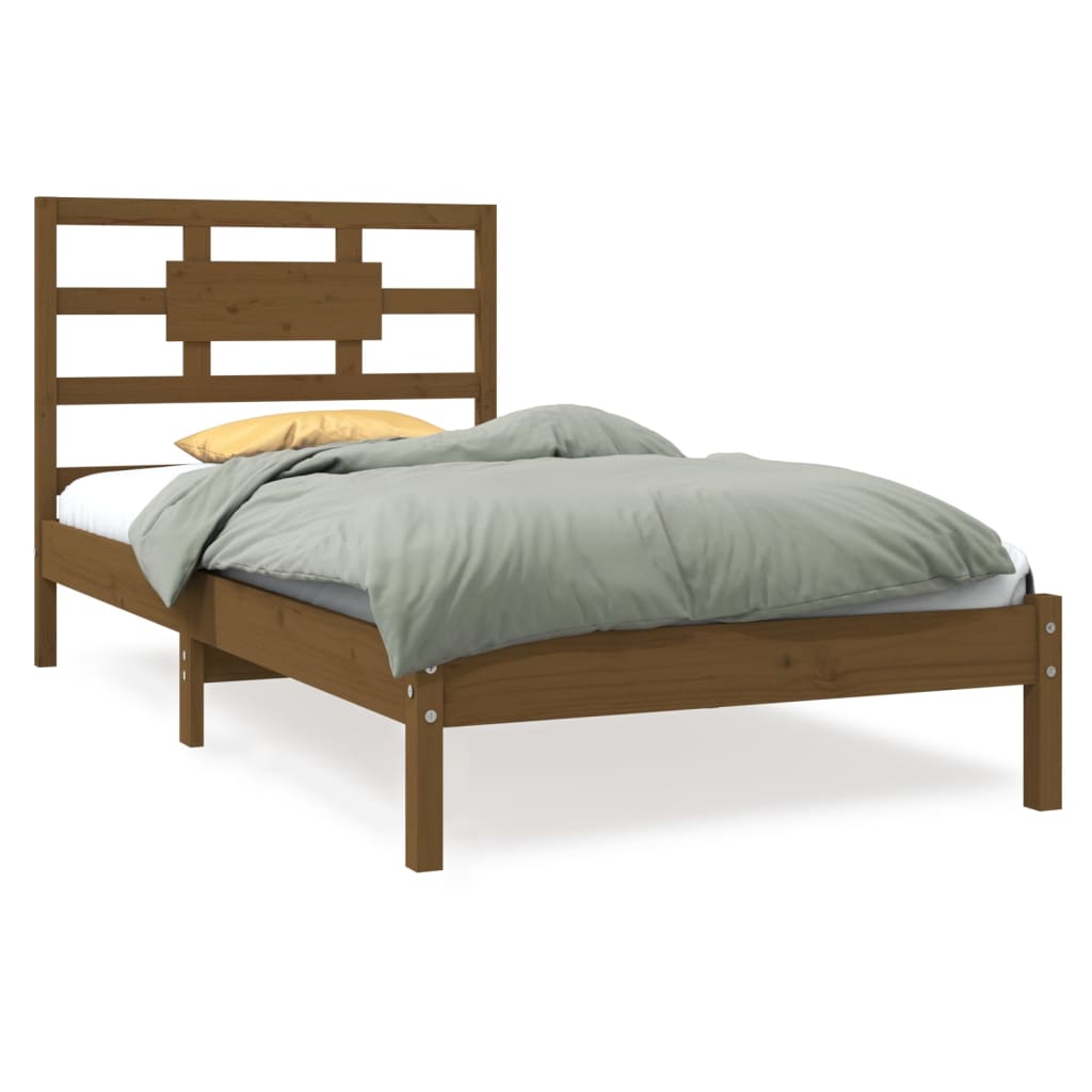 vidaXL Bed Frame Honey Brown Solid Wood 100x200 cm
