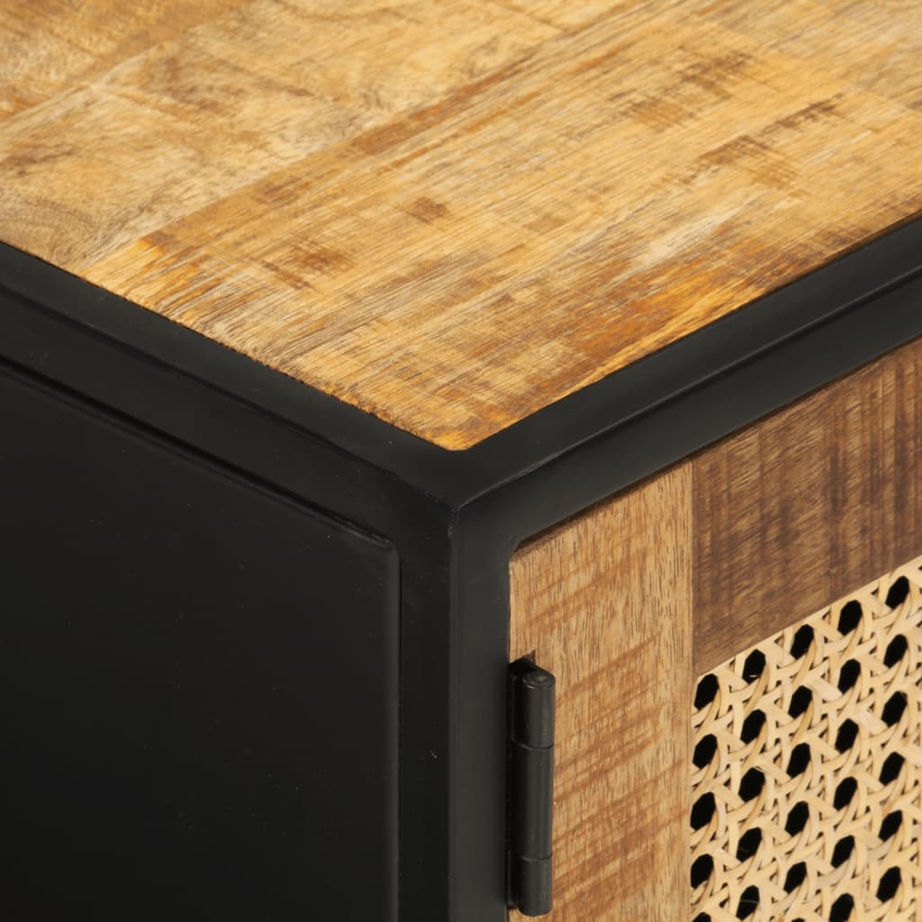 vidaXL TV Cabinet 110x30x40 cm Solid Rough Wood Mango&Iron