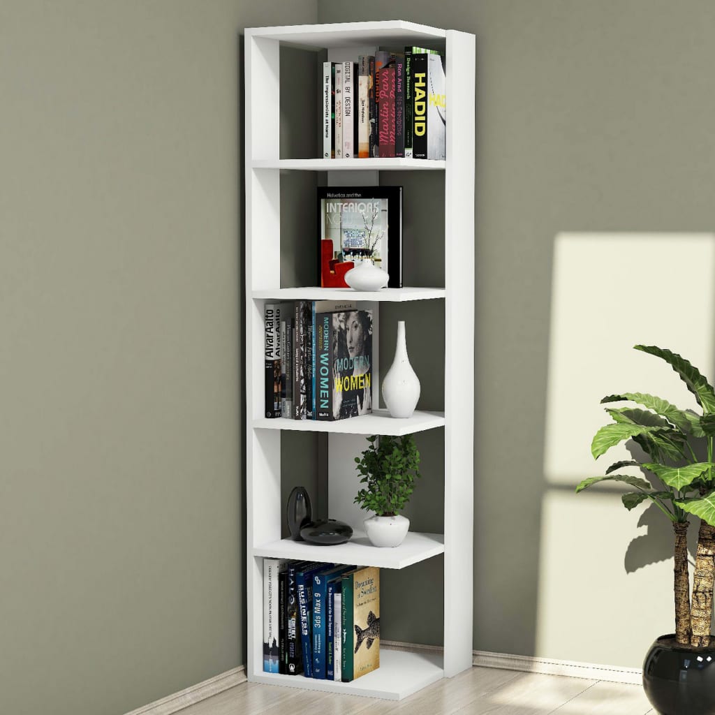 Homemania Bookcase Corner 41.8x41.8x160.8cm White