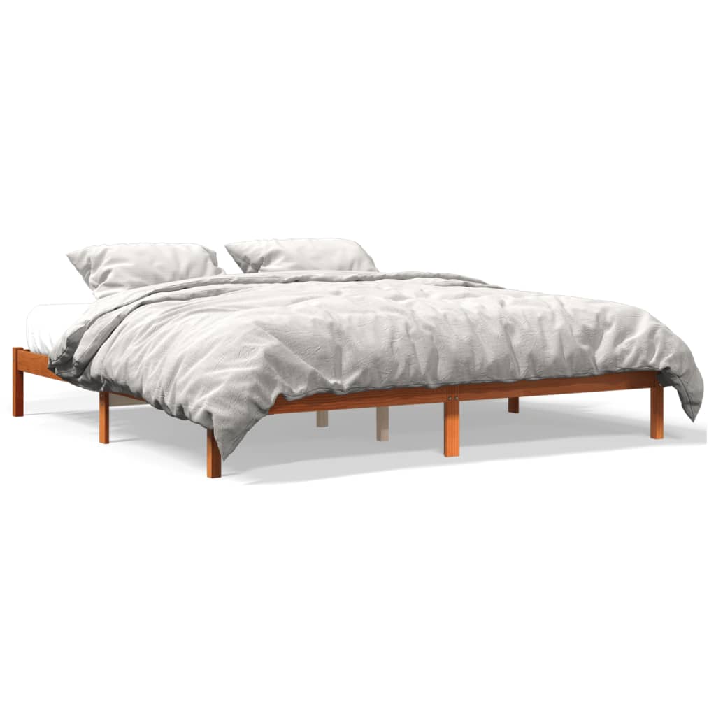 vidaXL Bed Frame Wax Brown 180x200 cm Super King Solid Wood Pine