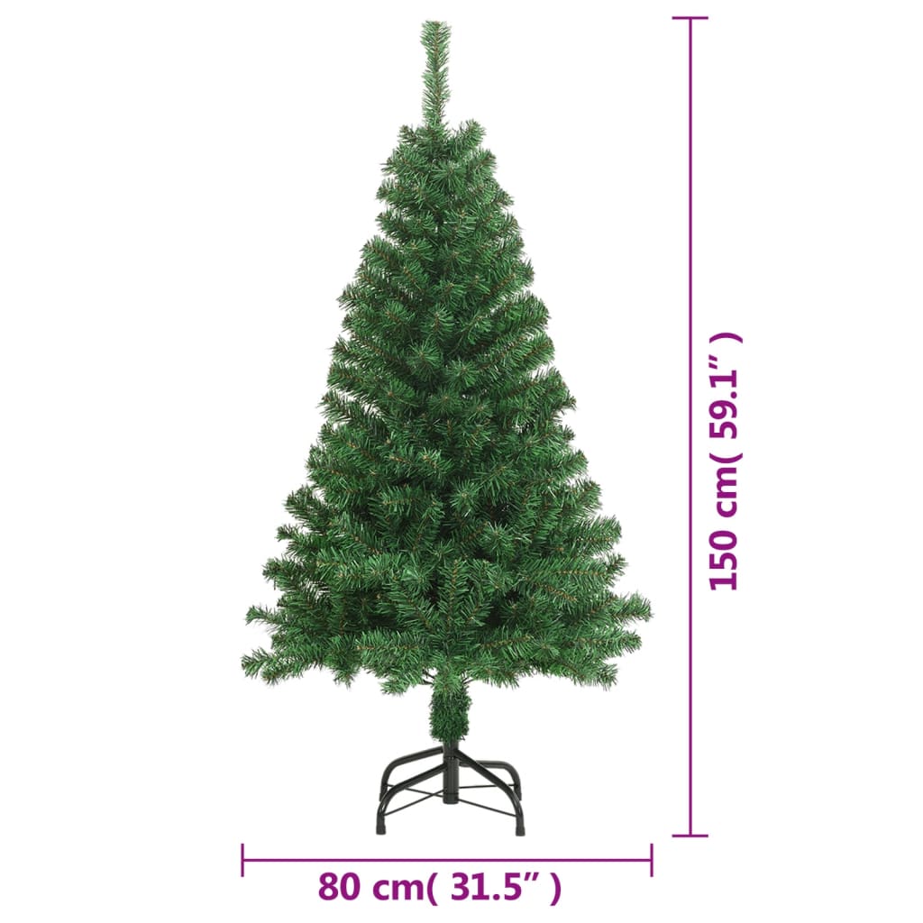 vidaXL Artificial Christmas Tree with Thick Branches Green 150 cm PVC