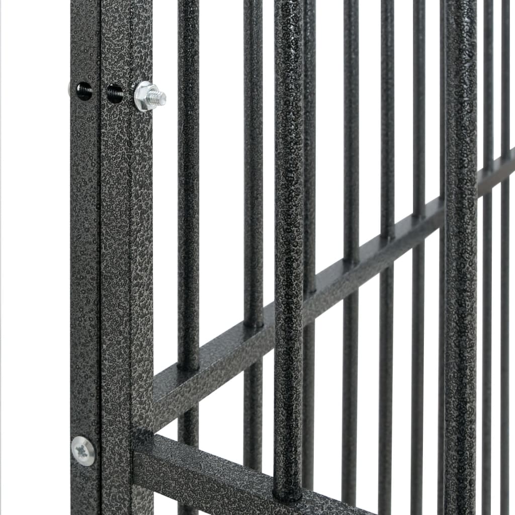 vidaXL Dog Cage with Wheels Black Galvanised Steel