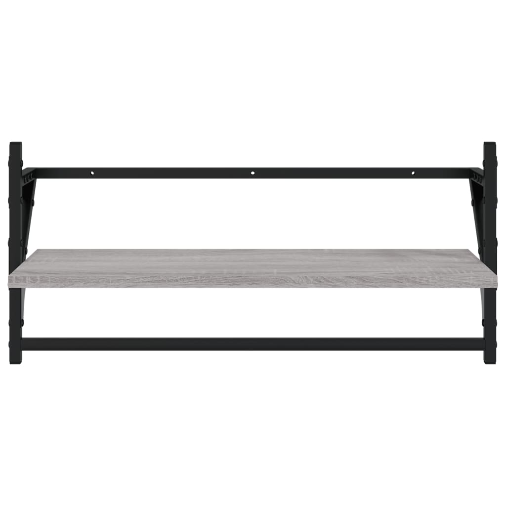 vidaXL 4 Piece Wall Shelf Set with Bars Grey Sonoma Engineered Wood