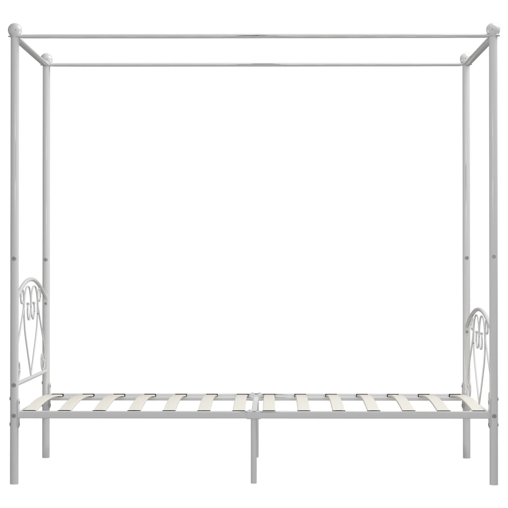 vidaXL Canopy Bed Frame White Metal 120x200 cm