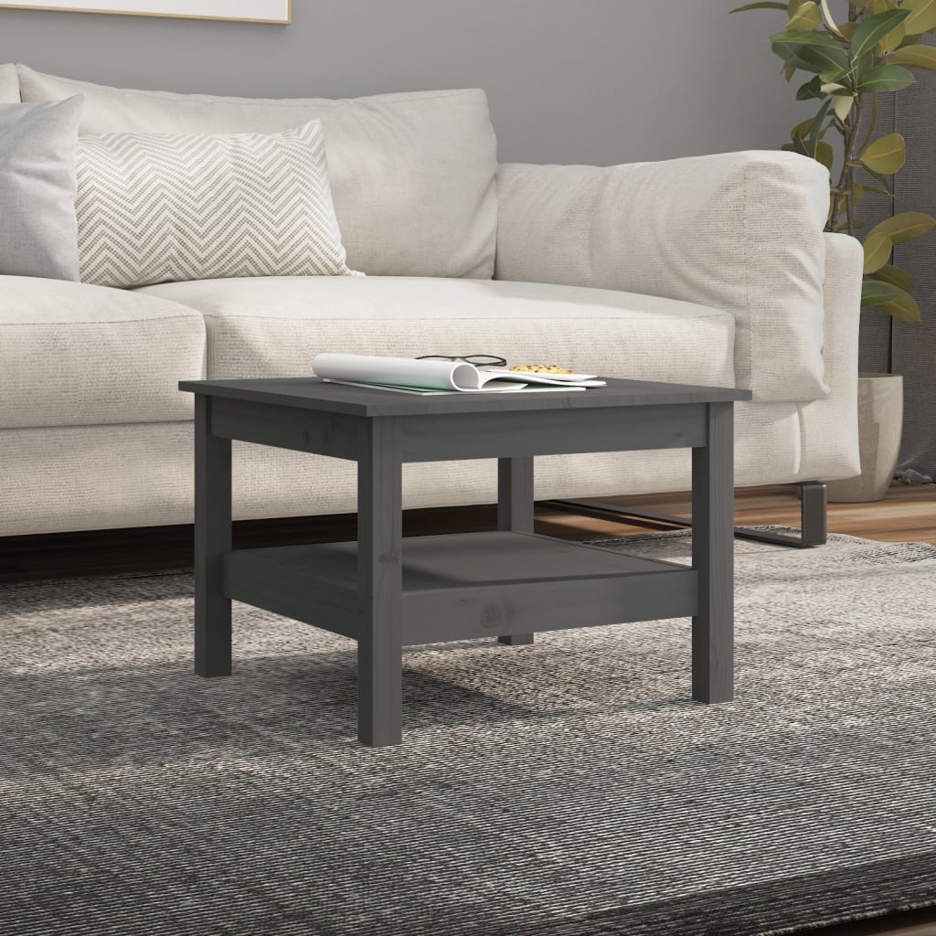 vidaXL Coffee Table Grey 55x55x40 cm Solid Wood Pine