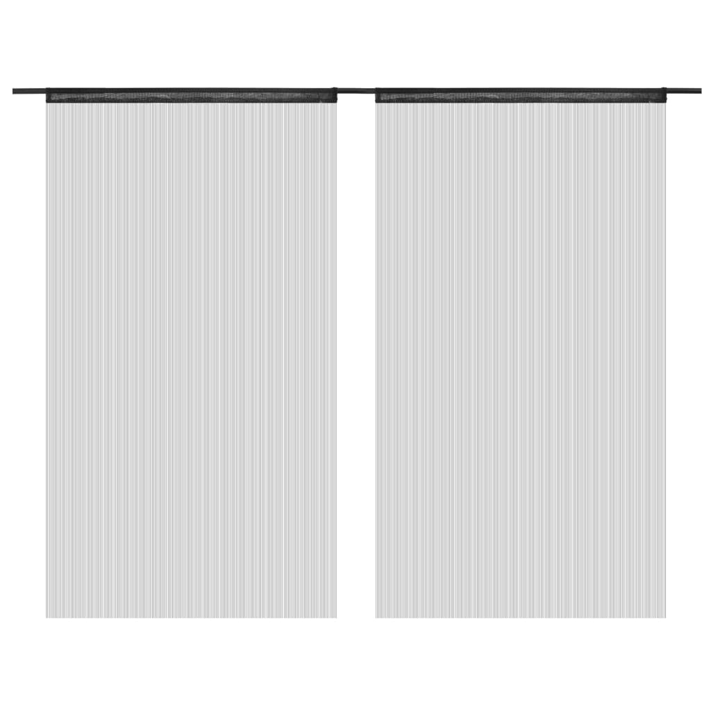 vidaXL String Curtains 2 pcs 100x250 cm Black