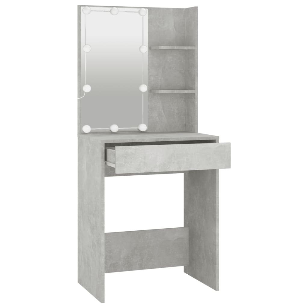vidaXL Dressing Table with LED Concrete Grey 60x40x140 cm
