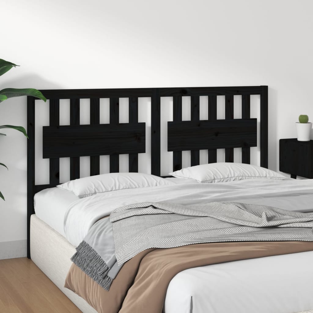vidaXL Bed Headboard Black 165.5x4x100 cm Solid Wood Pine