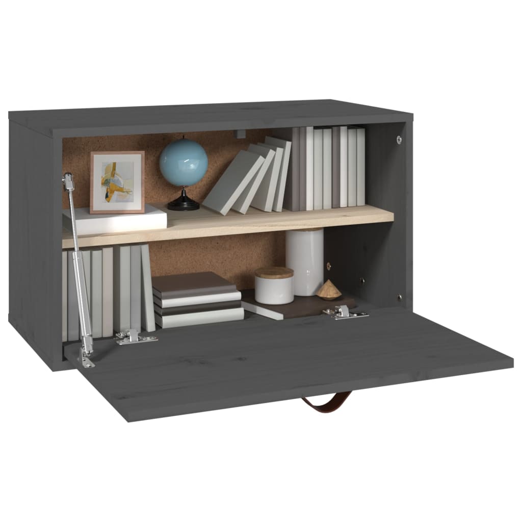 vidaXL Wall Cabinet Grey 60x30x35 cm Solid Wood Pine