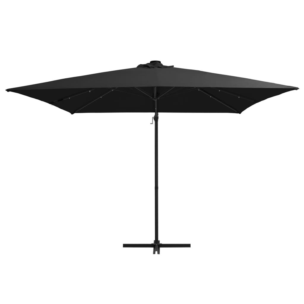 vidaXL Cantilever Umbrella with LED lights and Steel Pole 250x250 cm Black