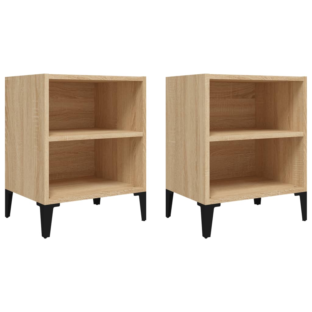 vidaXL Bed Cabinets with Metal Legs 2 pcs Sonoma Oak 40x30x50 cm