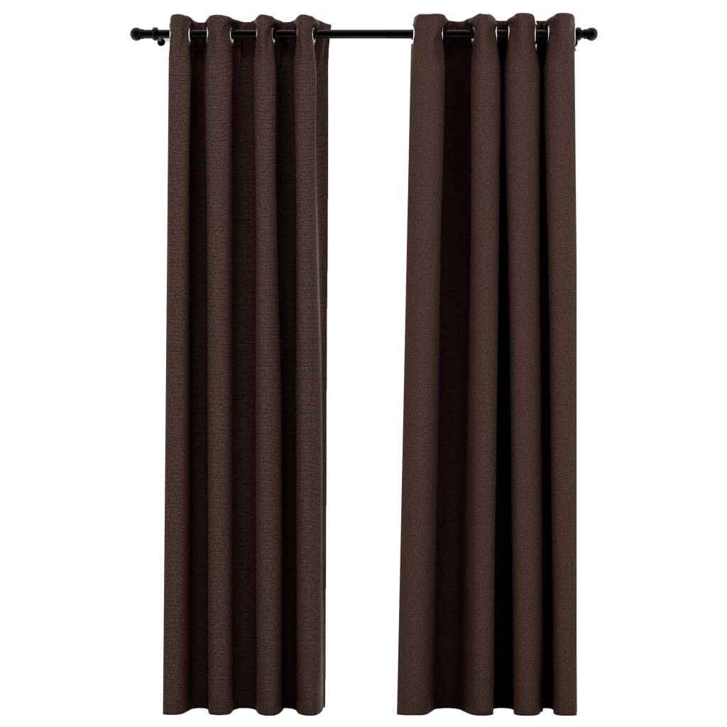 vidaXL Linen-Look Blackout Curtains with Grommets 2pcs Taupe 140x245cm