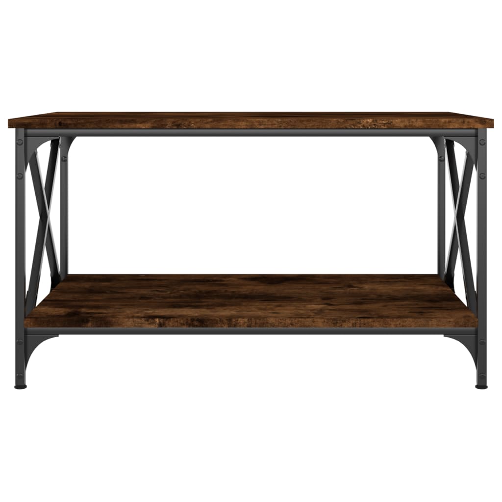 vidaXL Coffee Table Smoked Oak 80x50x45 cm Engineered Wood and Iron