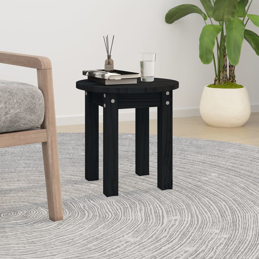 vidaXL Coffee Table Black Ø 35x35 cm Solid Wood Pine