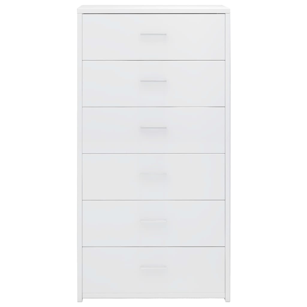 vidaXL Sideboard with 6 Drawers High Gloss White 50x34x96 cm Engineered Wood