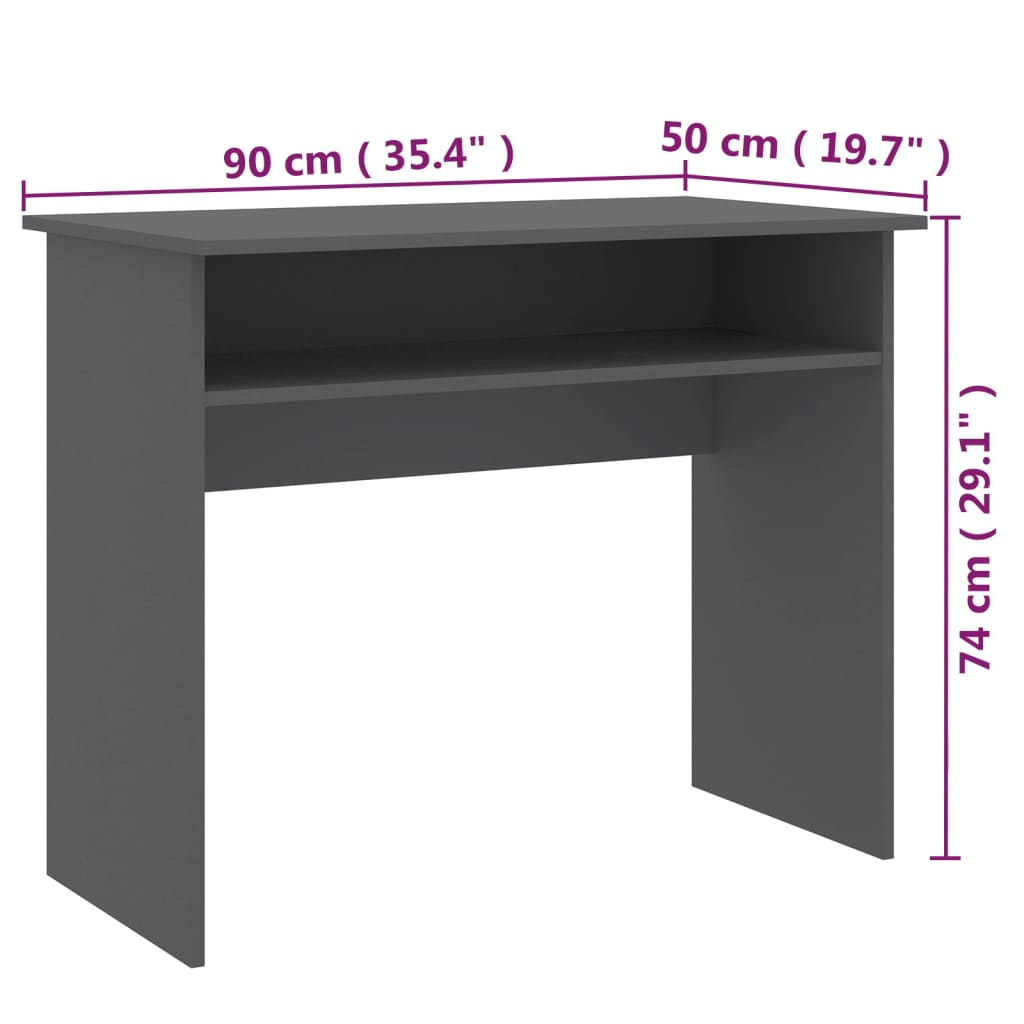 vidaXL Desk Grey 90x50x74 cm Engineered Wood