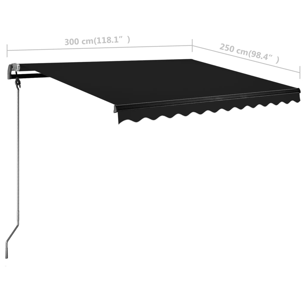 vidaXL Freestanding Manual Retractable Awning 300x250 cm Anthracite