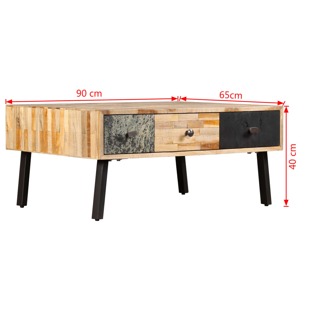 vidaXL Coffee Table Solid Reclaimed Teak 90x65x40 cm